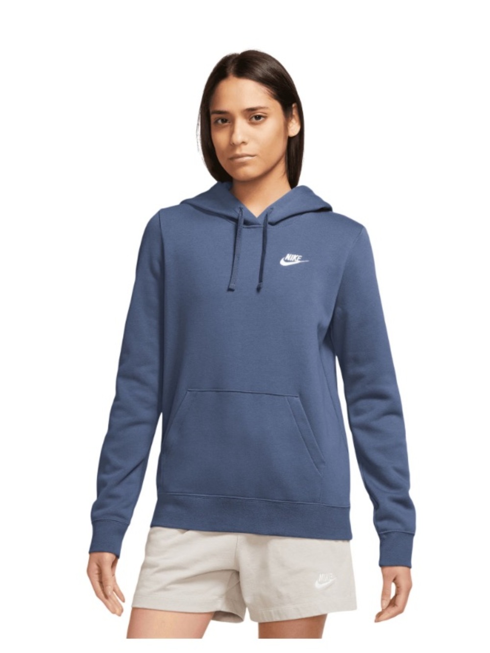 Nike Women's Blue Pullover Hoodie with White Nike Logo